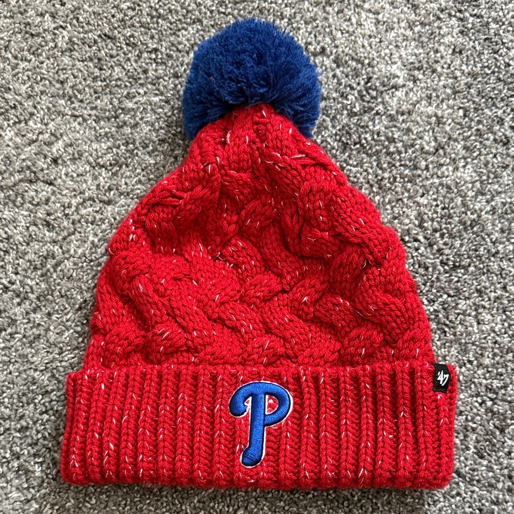 Red and Blue Kids Knit Beanie
